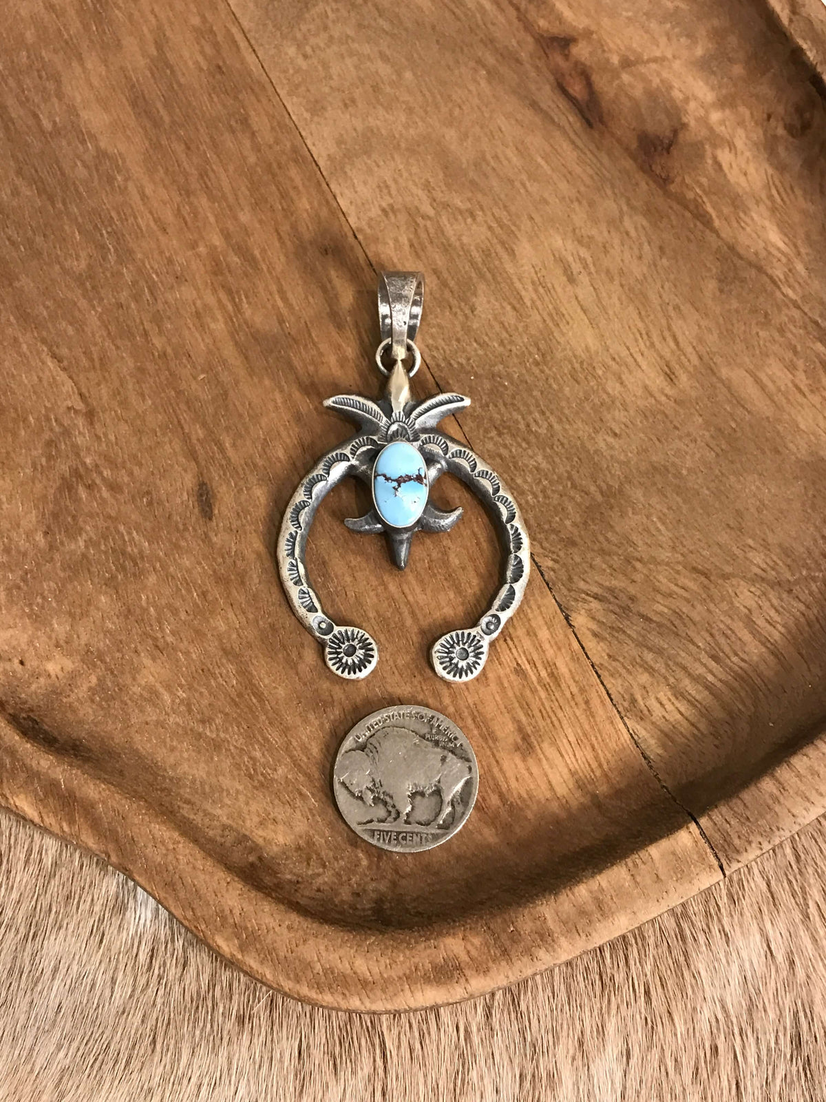The Sioux Naja Pendant, 20-Pendants-Calli Co., Turquoise and Silver Jewelry, Native American Handmade, Zuni Tribe, Navajo Tribe, Brock Texas