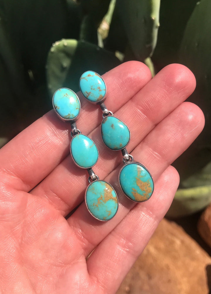 The Sierra Vista Earrings, 5-Earrings-Calli Co., Turquoise and Silver Jewelry, Native American Handmade, Zuni Tribe, Navajo Tribe, Brock Texas