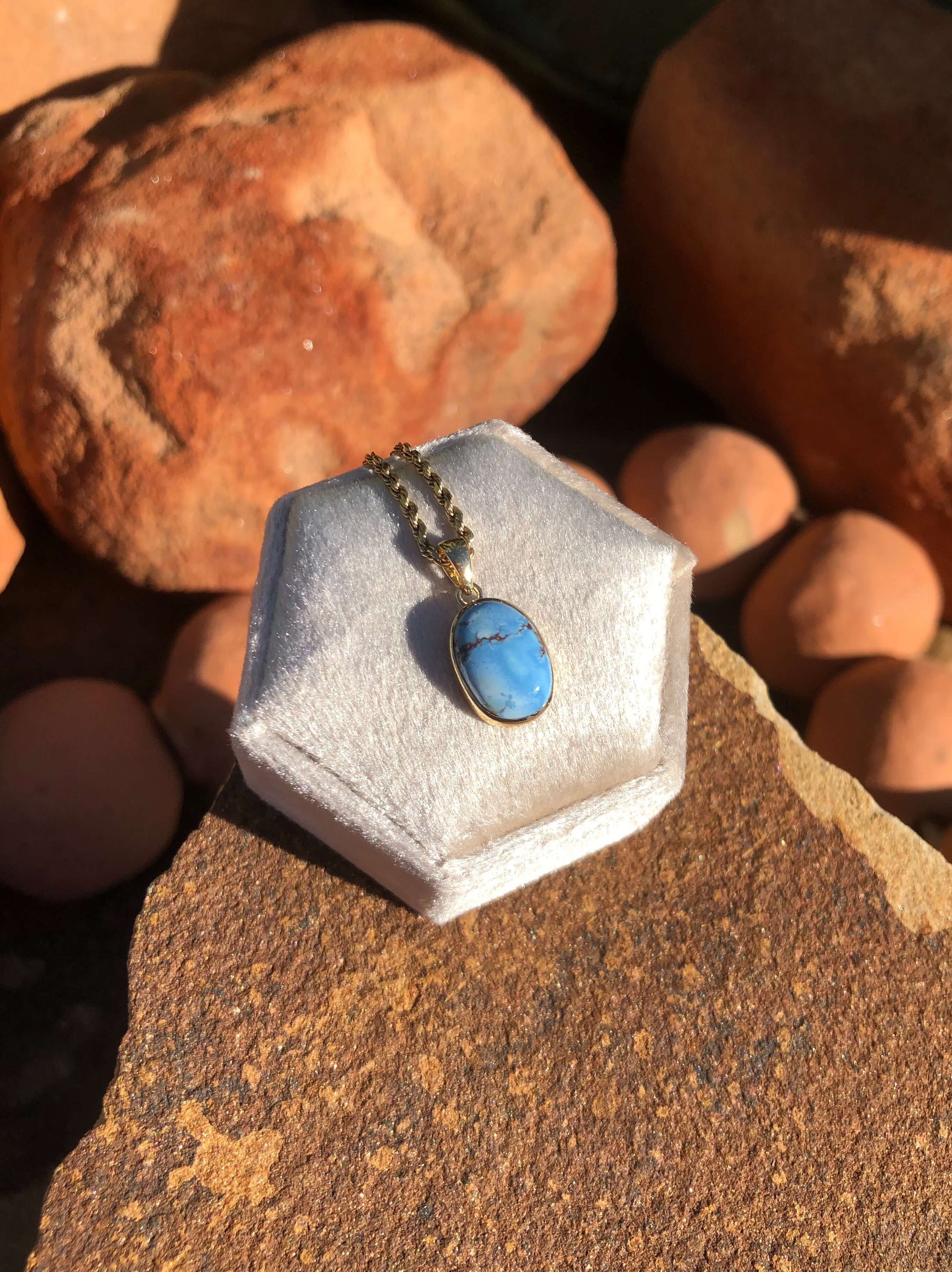 The Nordic 14k and Turquoise Pendant, 3-Pendants-Calli Co., Turquoise and Silver Jewelry, Native American Handmade, Zuni Tribe, Navajo Tribe, Brock Texas