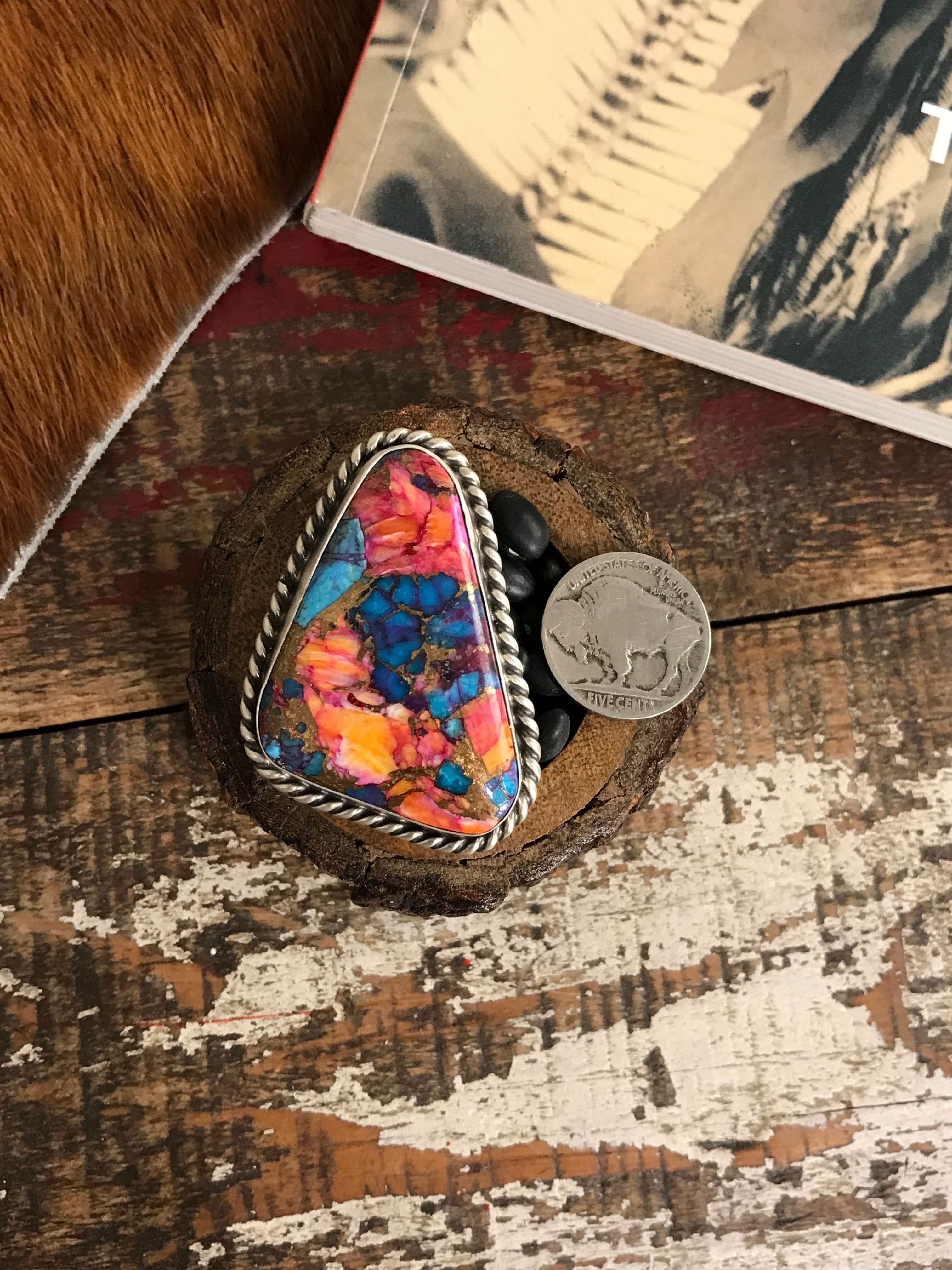 The Valhalla Adjustable Ring, 2-Rings-Calli Co., Turquoise and Silver Jewelry, Native American Handmade, Zuni Tribe, Navajo Tribe, Brock Texas