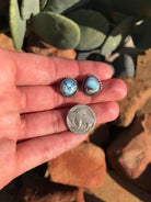 The Golden Hills Studs, 5-Earrings-Calli Co., Turquoise and Silver Jewelry, Native American Handmade, Zuni Tribe, Navajo Tribe, Brock Texas