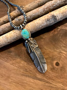 The Turquoise Feather Pendant, 2-Pendants-Calli Co., Turquoise and Silver Jewelry, Native American Handmade, Zuni Tribe, Navajo Tribe, Brock Texas