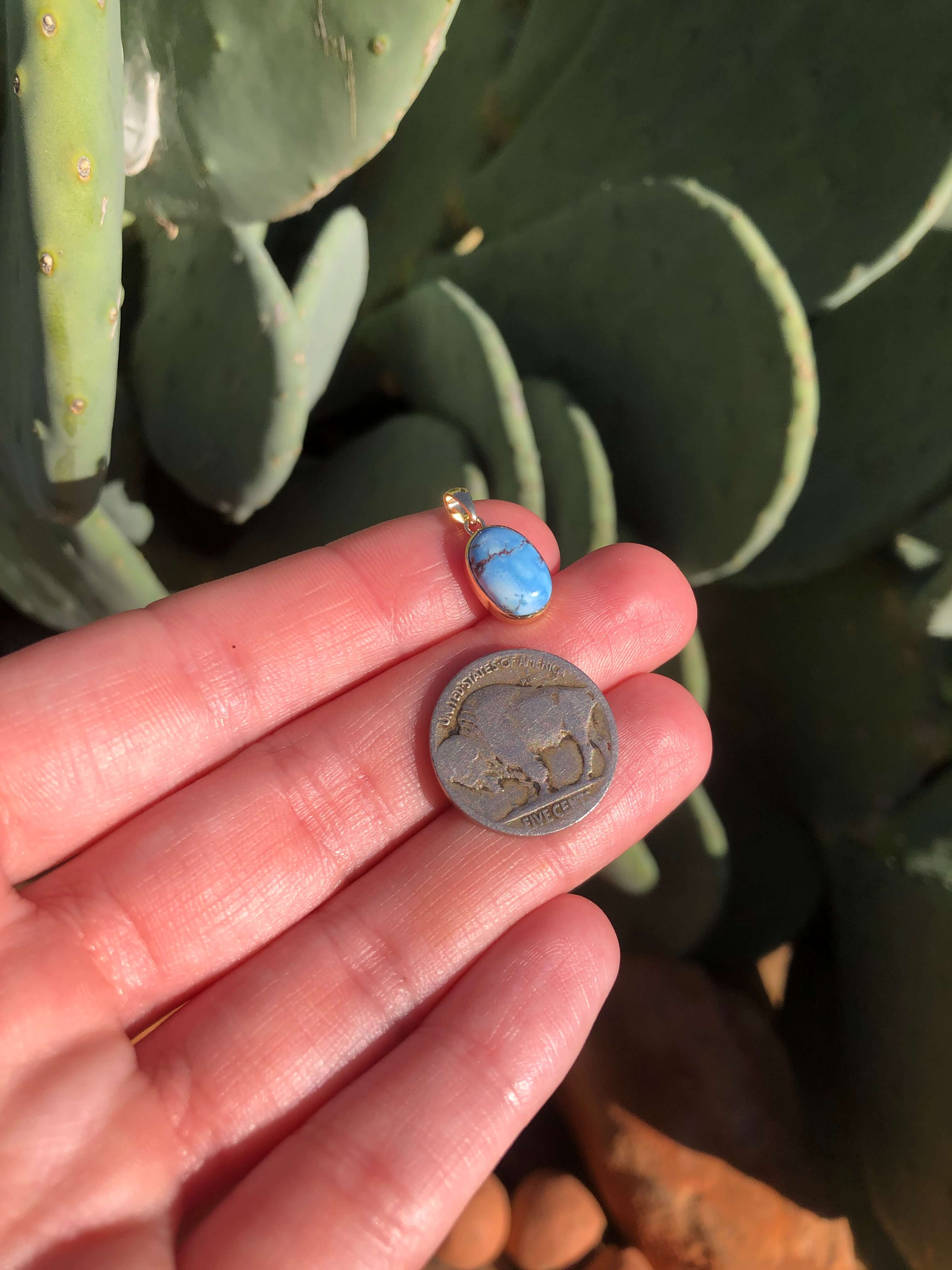The Nordic 14k and Turquoise Pendant, 3-Pendants-Calli Co., Turquoise and Silver Jewelry, Native American Handmade, Zuni Tribe, Navajo Tribe, Brock Texas