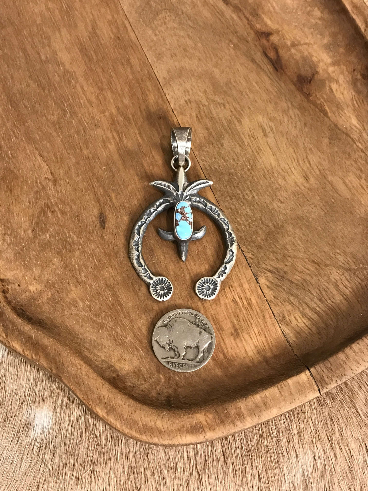 The Sioux Naja Pendant, 23-Pendants-Calli Co., Turquoise and Silver Jewelry, Native American Handmade, Zuni Tribe, Navajo Tribe, Brock Texas