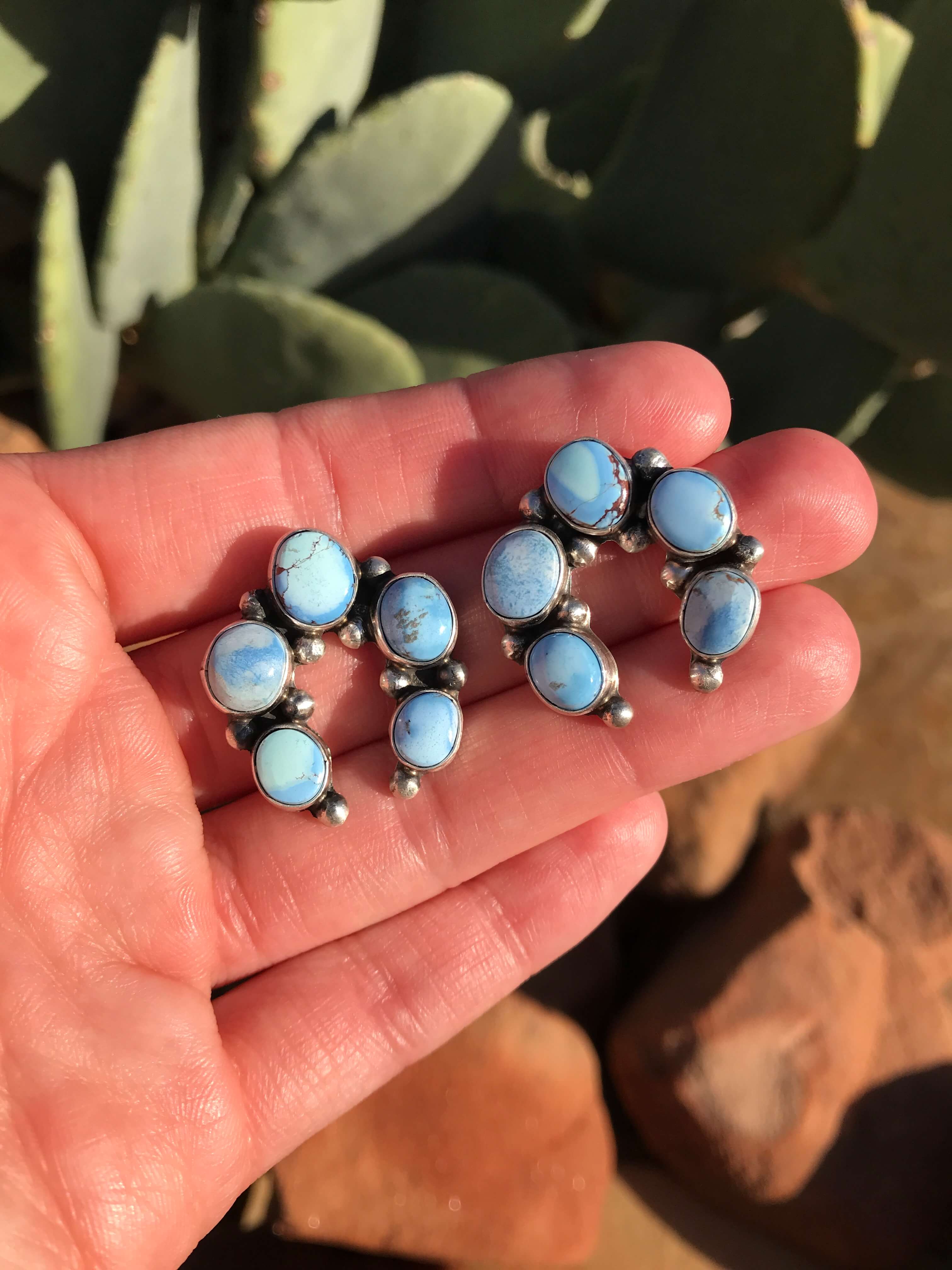 The Naja Earrings, 1-Earrings-Calli Co., Turquoise and Silver Jewelry, Native American Handmade, Zuni Tribe, Navajo Tribe, Brock Texas