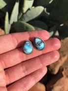 The Golden Hills Studs, 18-Earrings-Calli Co., Turquoise and Silver Jewelry, Native American Handmade, Zuni Tribe, Navajo Tribe, Brock Texas