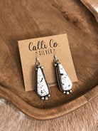 The White Buffalo Dangles, 1-Earrings-Calli Co., Turquoise and Silver Jewelry, Native American Handmade, Zuni Tribe, Navajo Tribe, Brock Texas