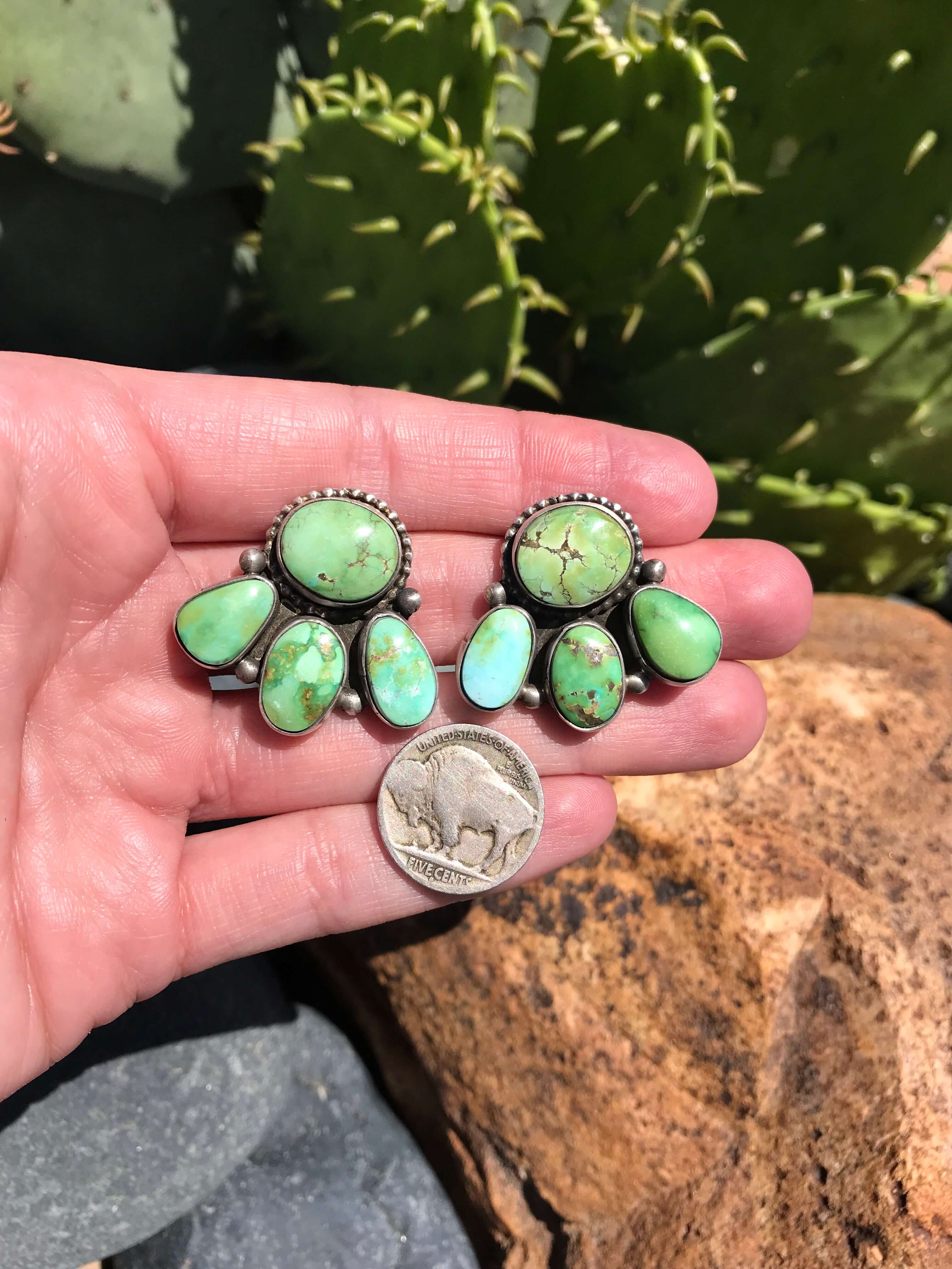 The Lost River Earrings, 2-Earrings-Calli Co., Turquoise and Silver Jewelry, Native American Handmade, Zuni Tribe, Navajo Tribe, Brock Texas