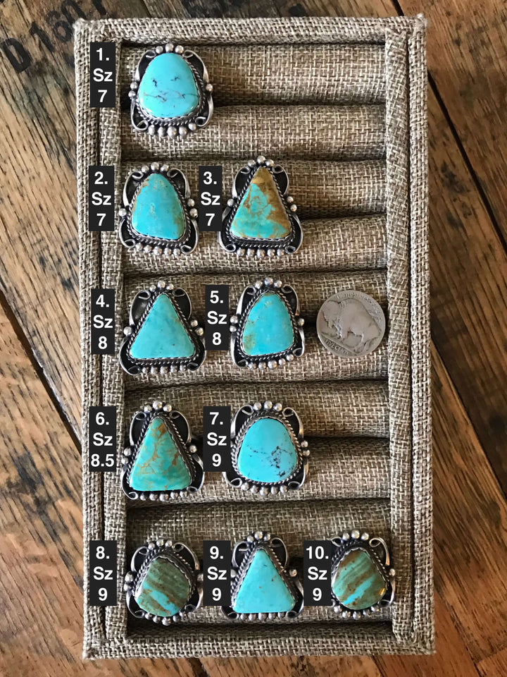The Connolly Turquoise Rings-Rings-Calli Co., Turquoise and Silver Jewelry, Native American Handmade, Zuni Tribe, Navajo Tribe, Brock Texas