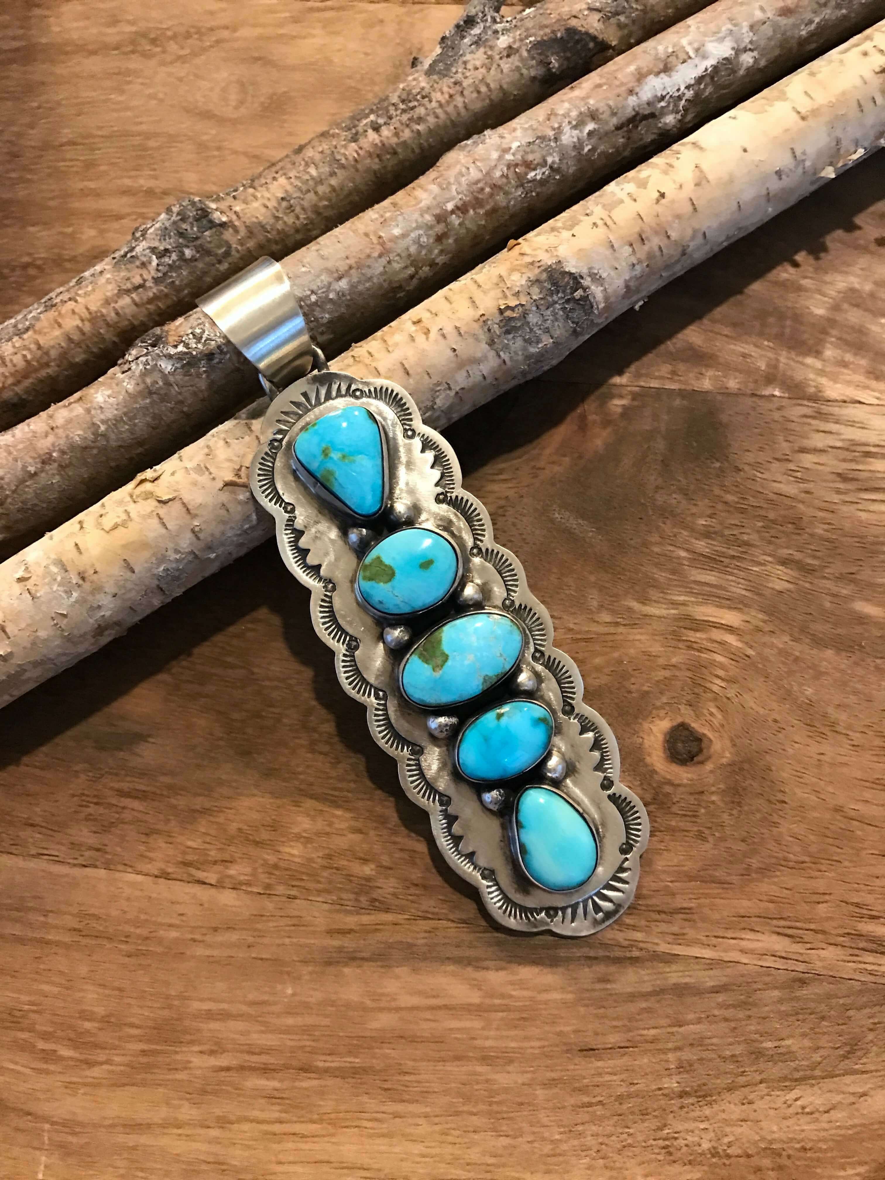 The Kingscliff Turquoise Pendant-Pendants-Calli Co., Turquoise and Silver Jewelry, Native American Handmade, Zuni Tribe, Navajo Tribe, Brock Texas