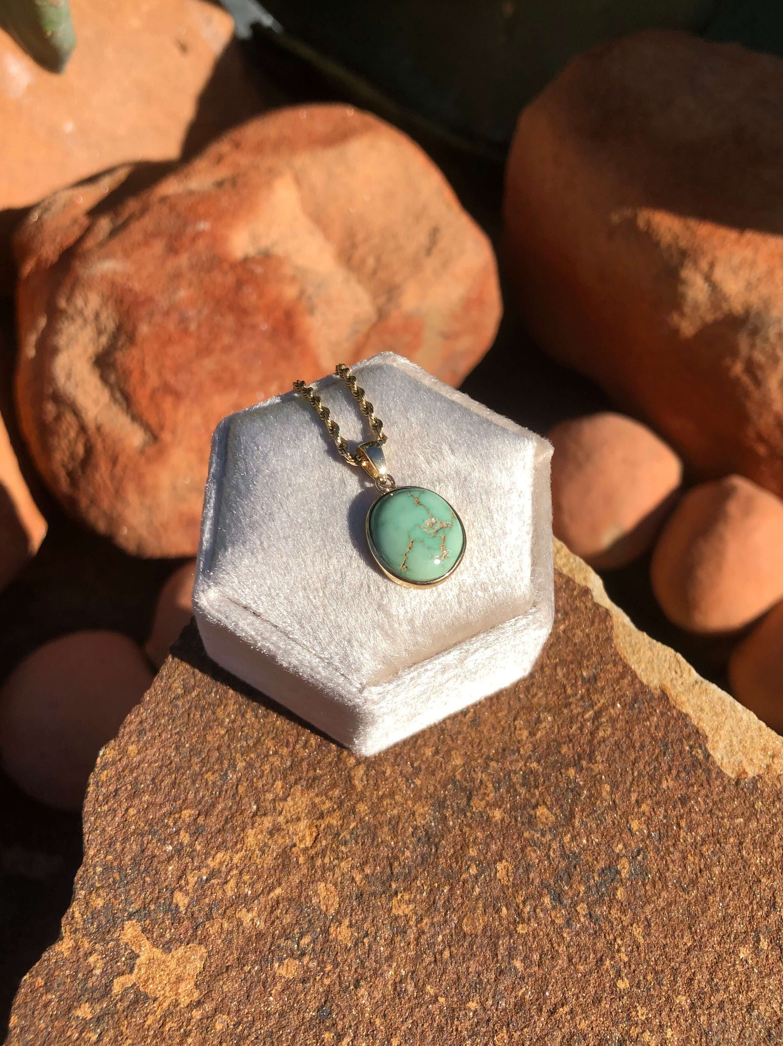 The Nordic 14k and Turquoise Pendant, 5-Pendants-Calli Co., Turquoise and Silver Jewelry, Native American Handmade, Zuni Tribe, Navajo Tribe, Brock Texas