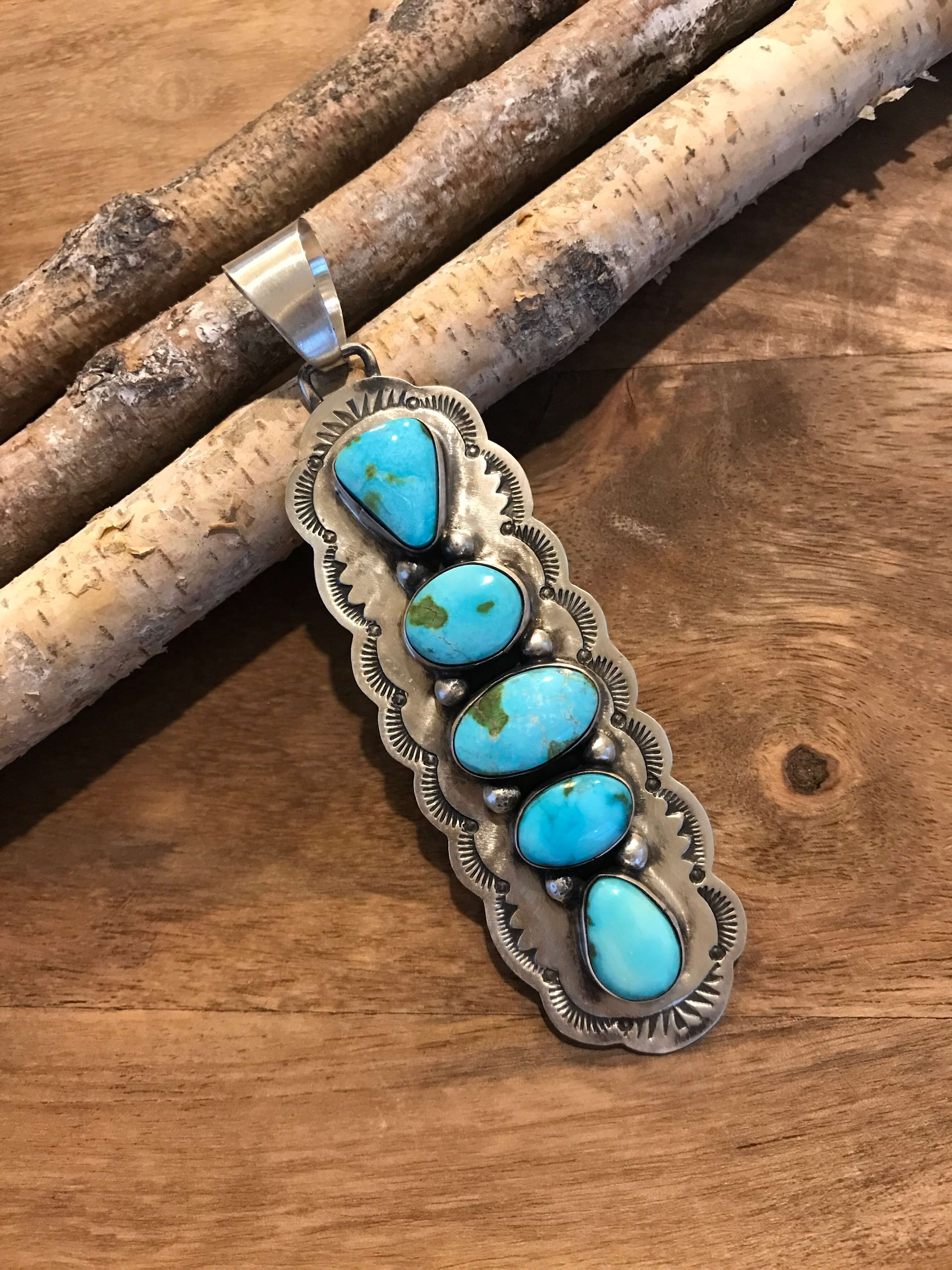 The Kingscliff Turquoise Pendant-Pendants-Calli Co., Turquoise and Silver Jewelry, Native American Handmade, Zuni Tribe, Navajo Tribe, Brock Texas