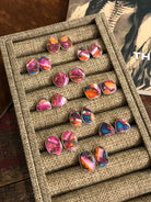 The Dahlia Studs-Earrings-Calli Co., Turquoise and Silver Jewelry, Native American Handmade, Zuni Tribe, Navajo Tribe, Brock Texas