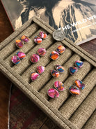 The Dahlia Studs-Earrings-Calli Co., Turquoise and Silver Jewelry, Native American Handmade, Zuni Tribe, Navajo Tribe, Brock Texas