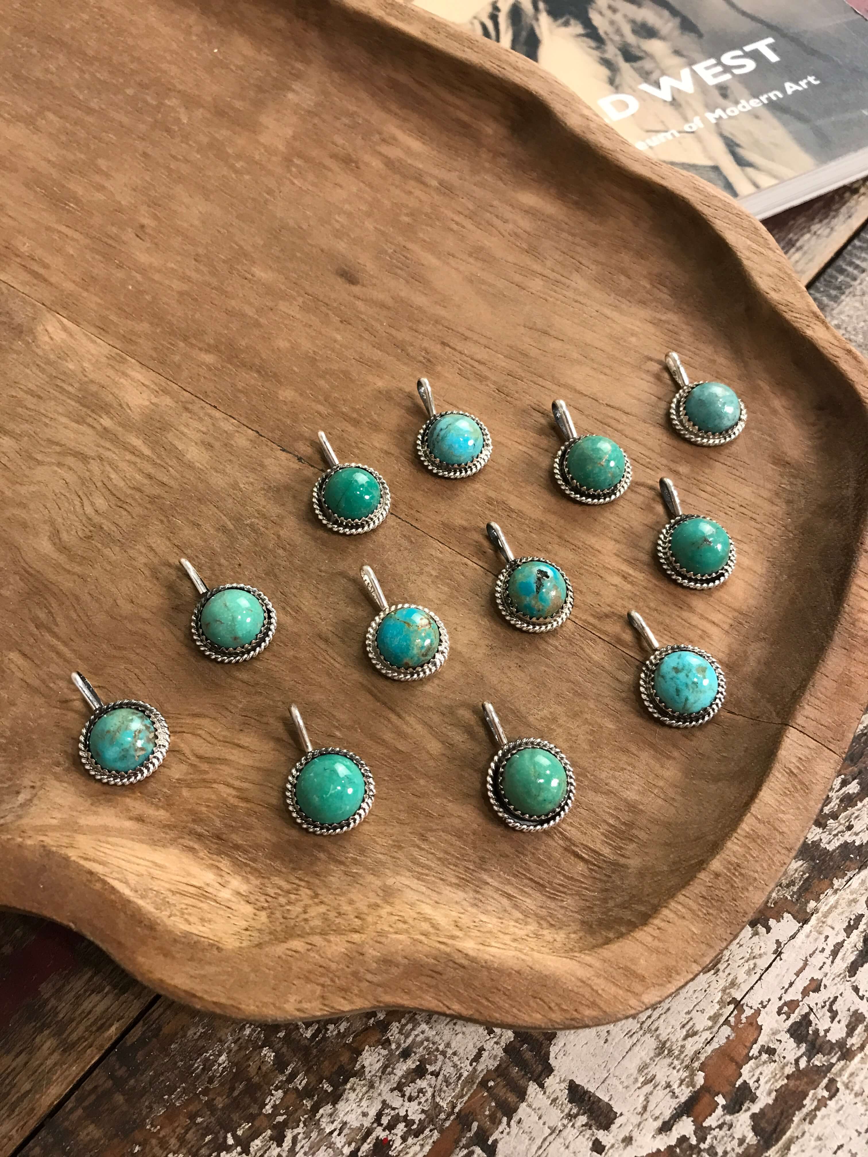 The Waynoka Green Turquoise Pendants-Pendants-Calli Co., Turquoise and Silver Jewelry, Native American Handmade, Zuni Tribe, Navajo Tribe, Brock Texas