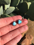 The Golden Hills Studs, 3-Earrings-Calli Co., Turquoise and Silver Jewelry, Native American Handmade, Zuni Tribe, Navajo Tribe, Brock Texas