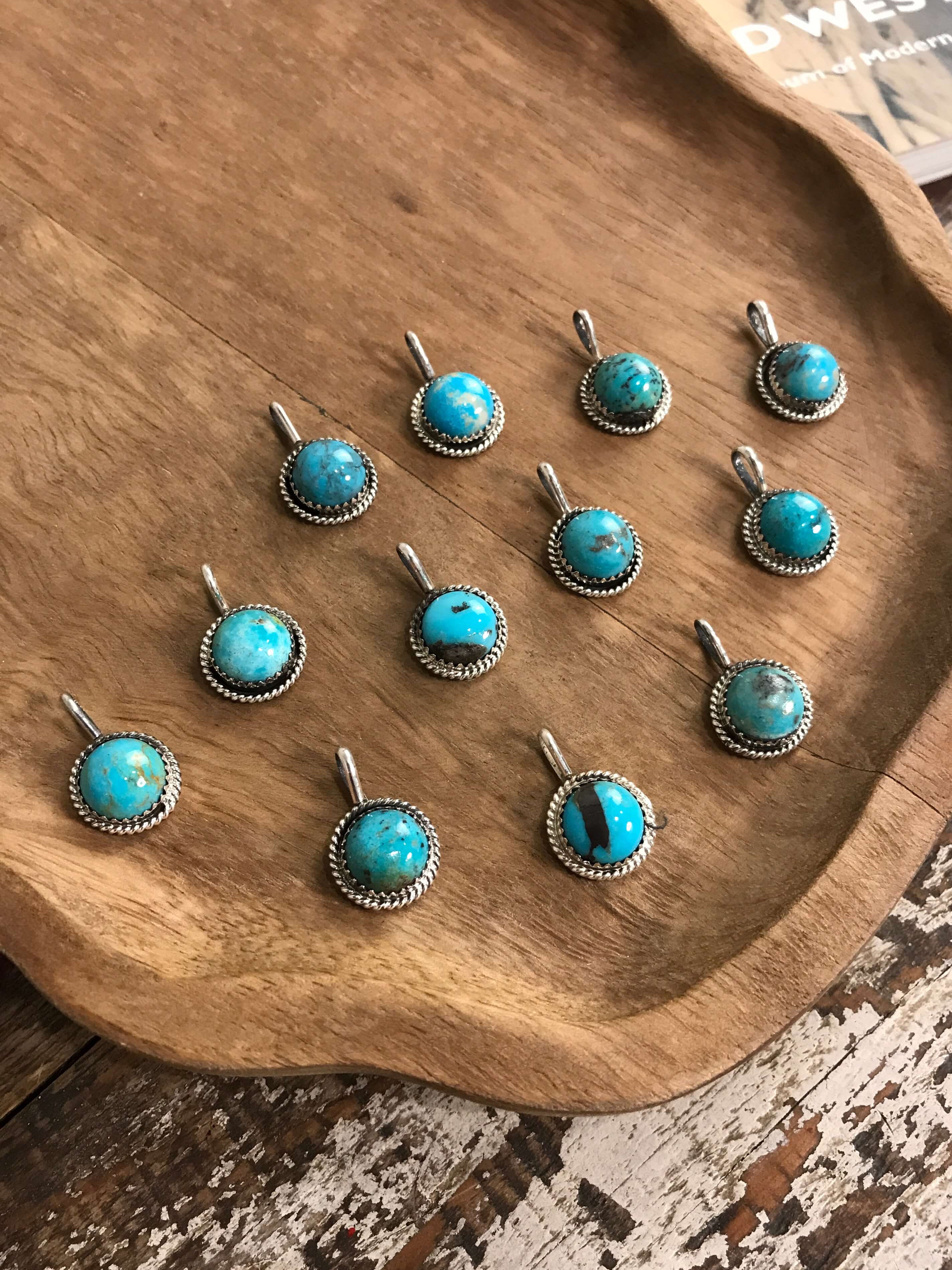 The Waynoka Blue Turquoise Pendants-Pendants-Calli Co., Turquoise and Silver Jewelry, Native American Handmade, Zuni Tribe, Navajo Tribe, Brock Texas