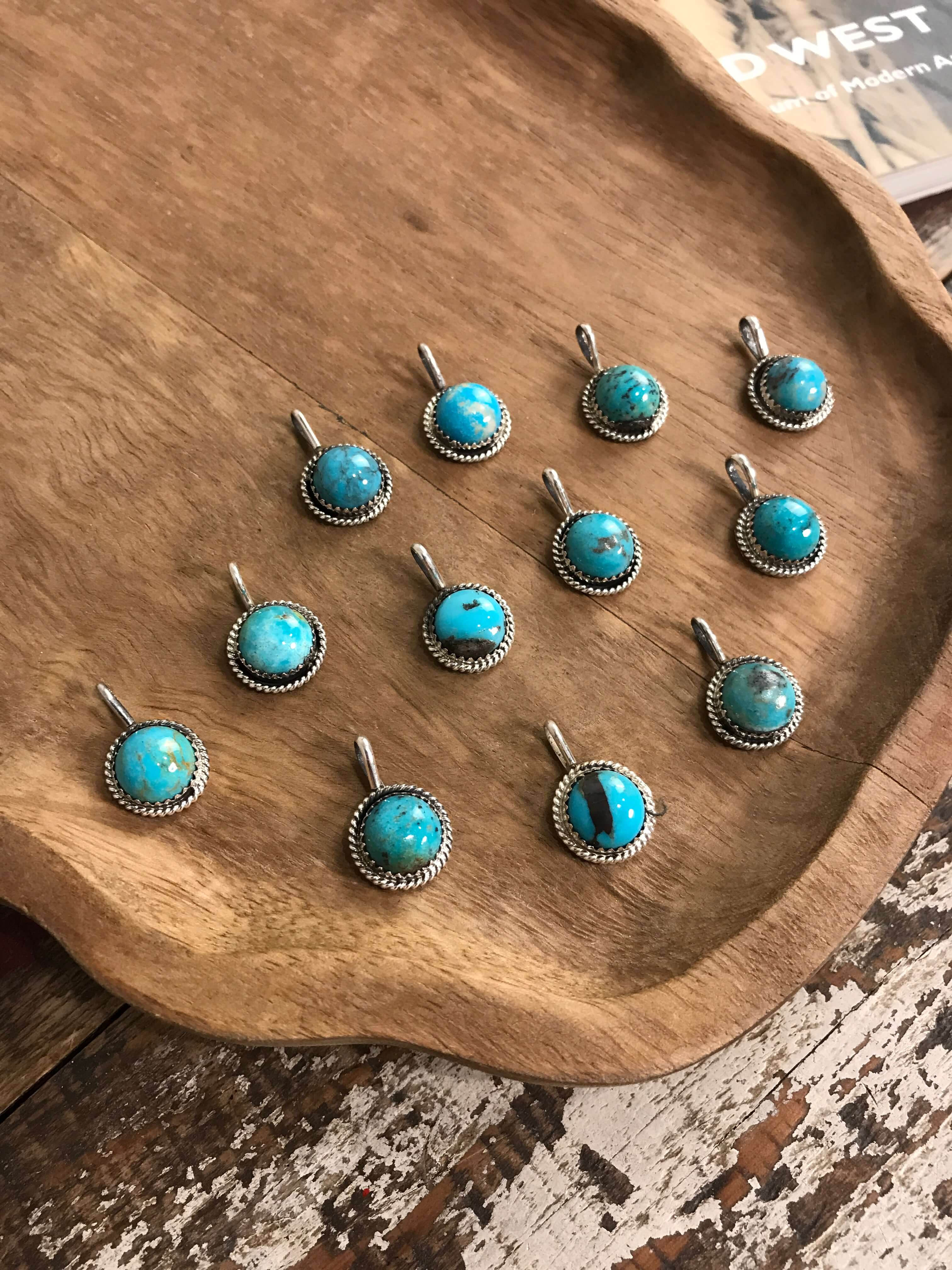 The Waynoka Blue Turquoise Pendants-Pendants-Calli Co., Turquoise and Silver Jewelry, Native American Handmade, Zuni Tribe, Navajo Tribe, Brock Texas