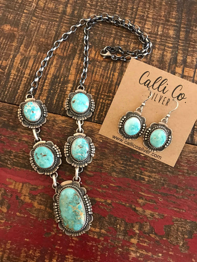 The Marquette Necklace Set-Necklaces-Calli Co., Turquoise and Silver Jewelry, Native American Handmade, Zuni Tribe, Navajo Tribe, Brock Texas