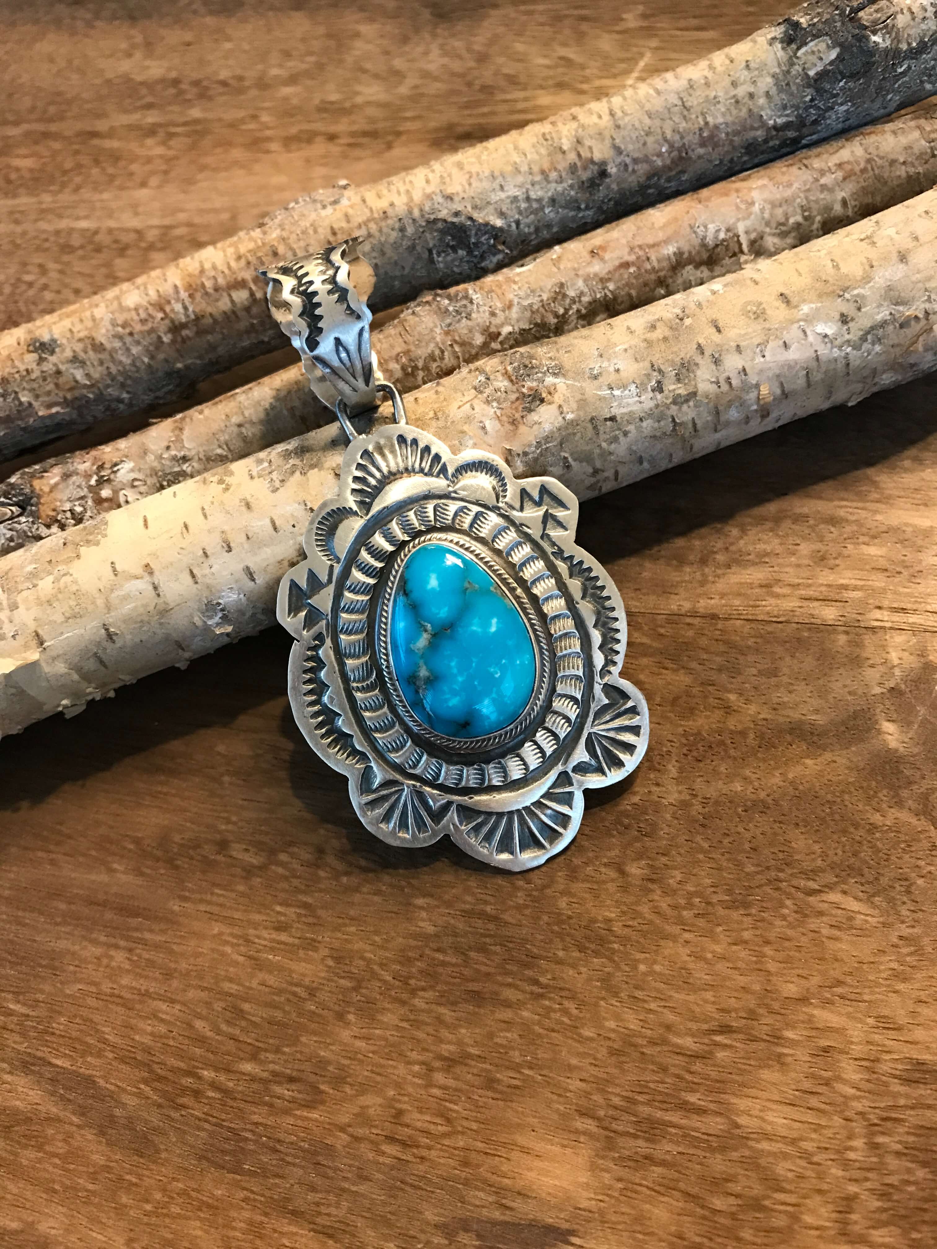 The Encinitas Concho Pendant, 1-Pendants-Calli Co., Turquoise and Silver Jewelry, Native American Handmade, Zuni Tribe, Navajo Tribe, Brock Texas