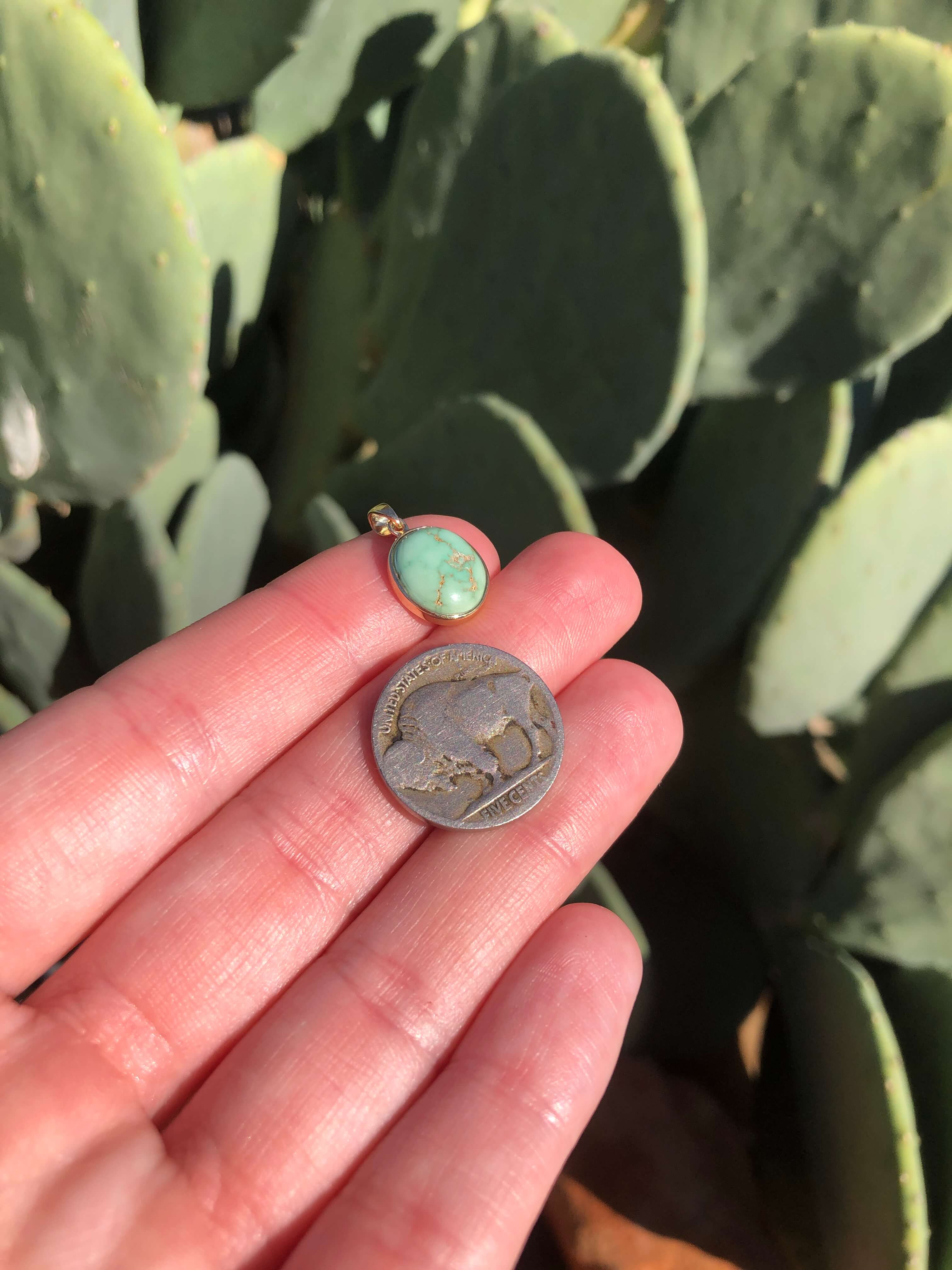 The Nordic 14k and Turquoise Pendant, 5-Pendants-Calli Co., Turquoise and Silver Jewelry, Native American Handmade, Zuni Tribe, Navajo Tribe, Brock Texas