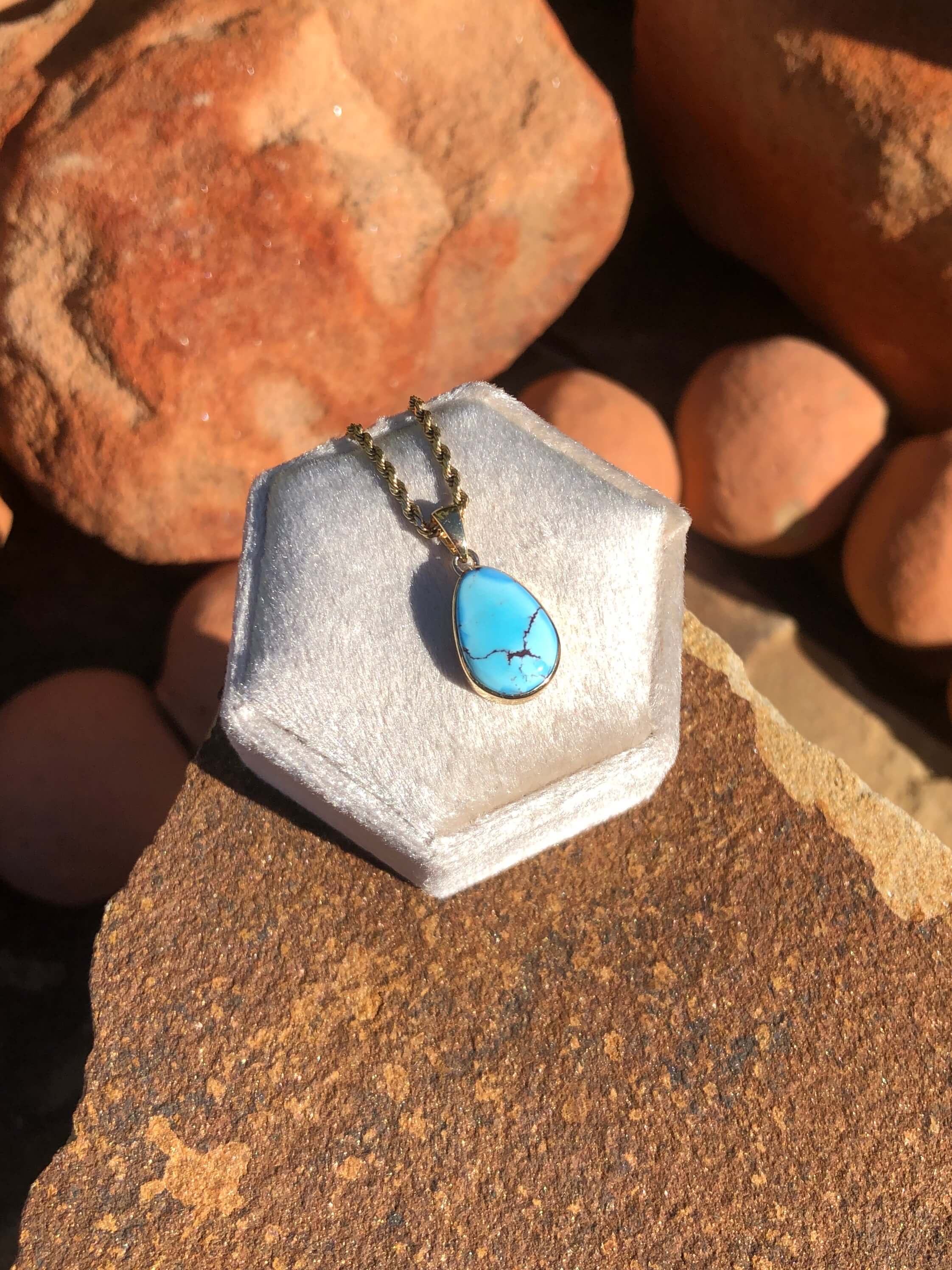 The Nordic 14k and Turquoise Pendant, 24-Pendants-Calli Co., Turquoise and Silver Jewelry, Native American Handmade, Zuni Tribe, Navajo Tribe, Brock Texas