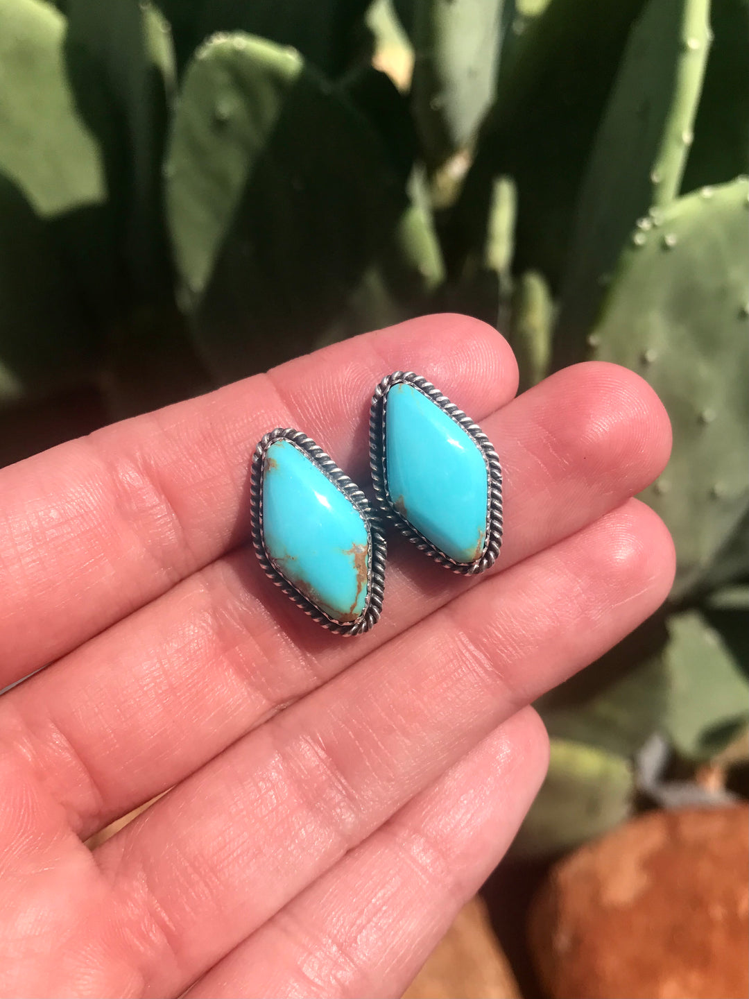 The Turquoise Studs, 13-Earrings-Calli Co., Turquoise and Silver Jewelry, Native American Handmade, Zuni Tribe, Navajo Tribe, Brock Texas