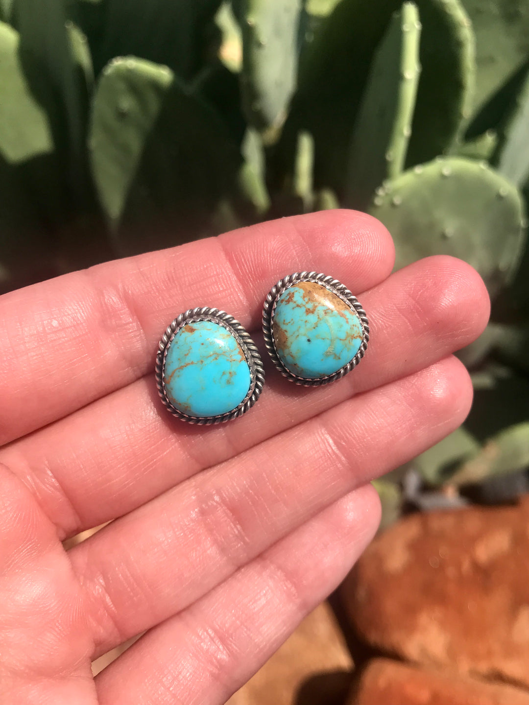 The Turquoise Studs, 15-Earrings-Calli Co., Turquoise and Silver Jewelry, Native American Handmade, Zuni Tribe, Navajo Tribe, Brock Texas