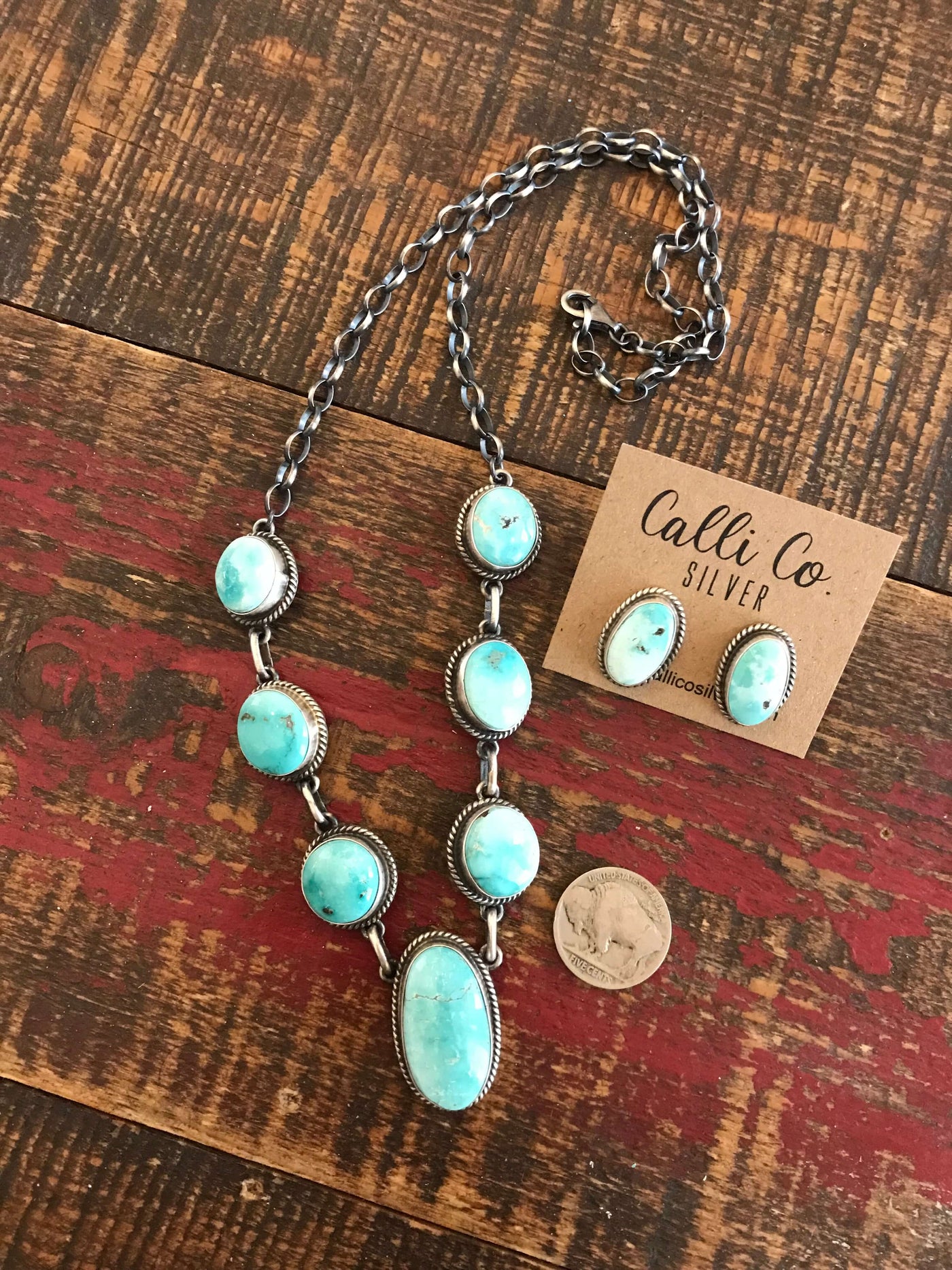 The Bonaventure Necklace Set-Necklaces-Calli Co., Turquoise and Silver Jewelry, Native American Handmade, Zuni Tribe, Navajo Tribe, Brock Texas