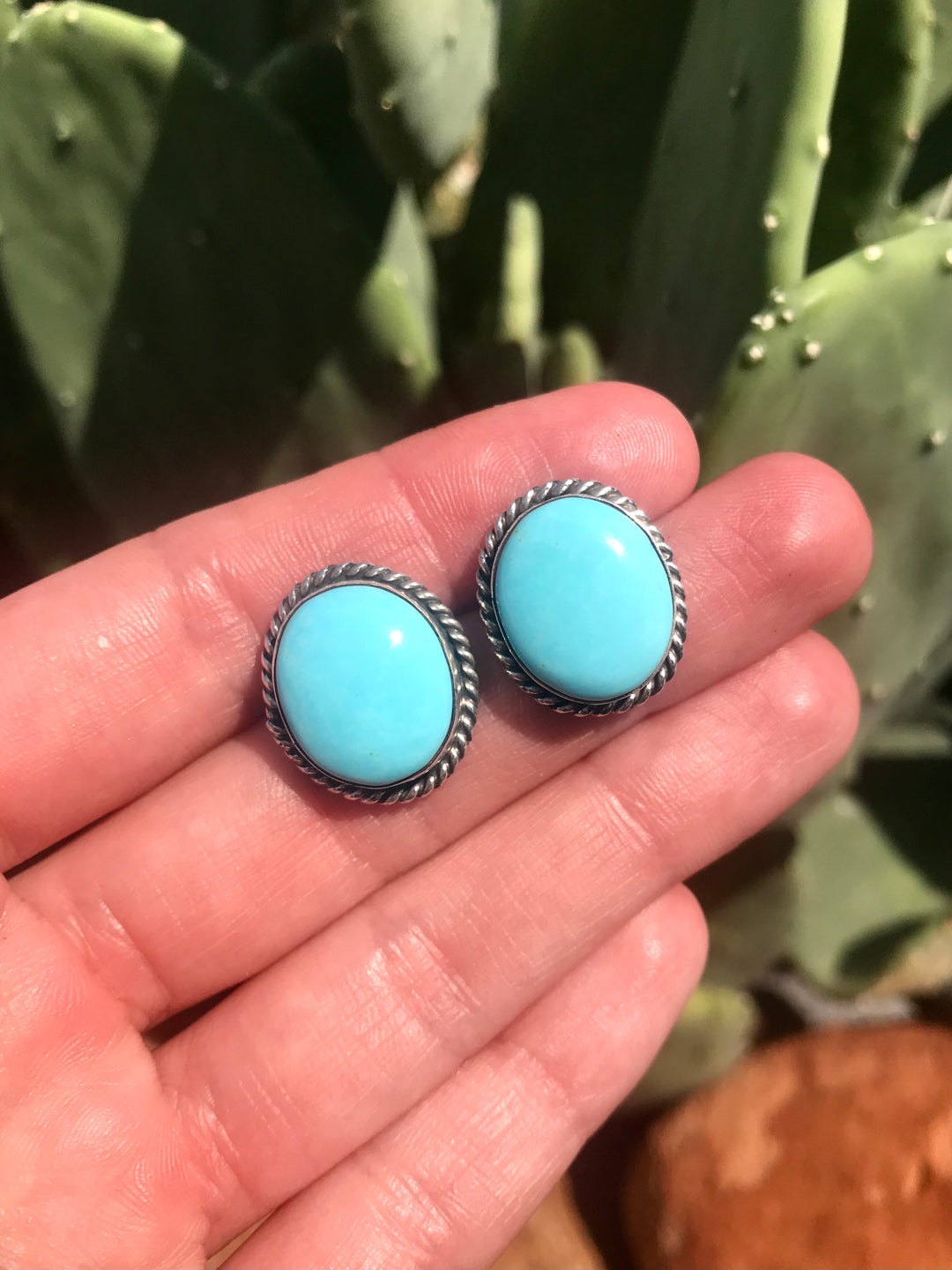 The Turquoise Studs, 12-Earrings-Calli Co., Turquoise and Silver Jewelry, Native American Handmade, Zuni Tribe, Navajo Tribe, Brock Texas