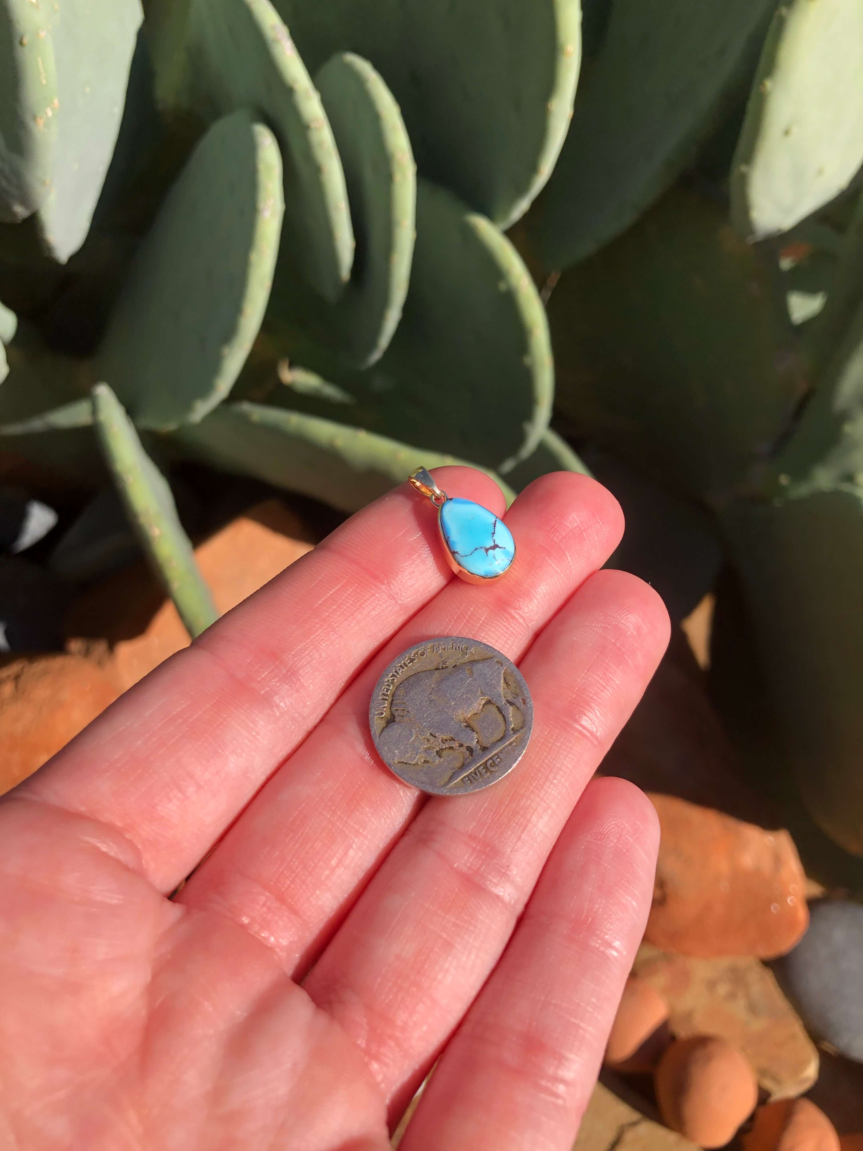 The Nordic 14k and Turquoise Pendant, 24-Pendants-Calli Co., Turquoise and Silver Jewelry, Native American Handmade, Zuni Tribe, Navajo Tribe, Brock Texas