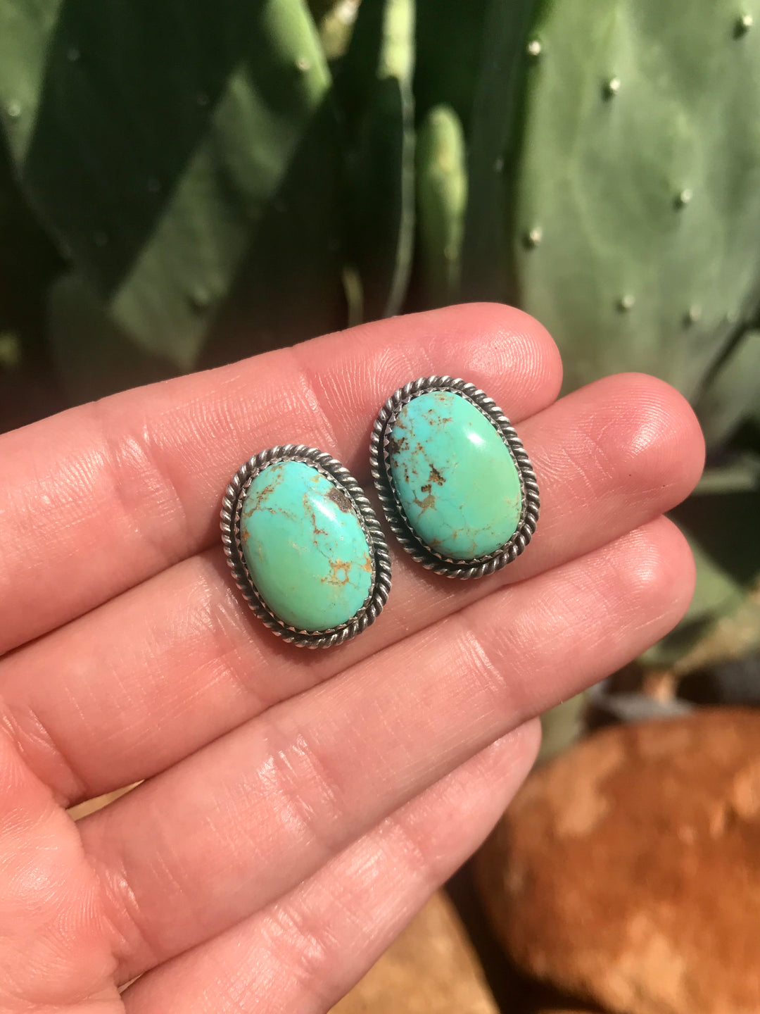 The Turquoise Studs, 23-Earrings-Calli Co., Turquoise and Silver Jewelry, Native American Handmade, Zuni Tribe, Navajo Tribe, Brock Texas