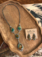 The Dolliver Lariat Necklace Set-Necklaces-Calli Co., Turquoise and Silver Jewelry, Native American Handmade, Zuni Tribe, Navajo Tribe, Brock Texas