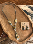 The Santa Cruz Lariat Necklace Set-Necklaces-Calli Co., Turquoise and Silver Jewelry, Native American Handmade, Zuni Tribe, Navajo Tribe, Brock Texas