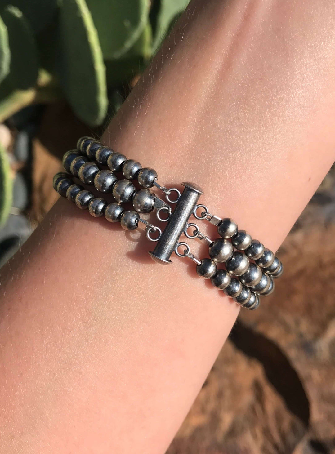 The Paycee 3 Strand Bracelet-Bracelets & Cuffs-Calli Co., Turquoise and Silver Jewelry, Native American Handmade, Zuni Tribe, Navajo Tribe, Brock Texas