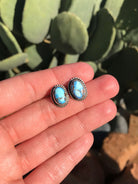 The Golden Hills Studs, 22-Earrings-Calli Co., Turquoise and Silver Jewelry, Native American Handmade, Zuni Tribe, Navajo Tribe, Brock Texas