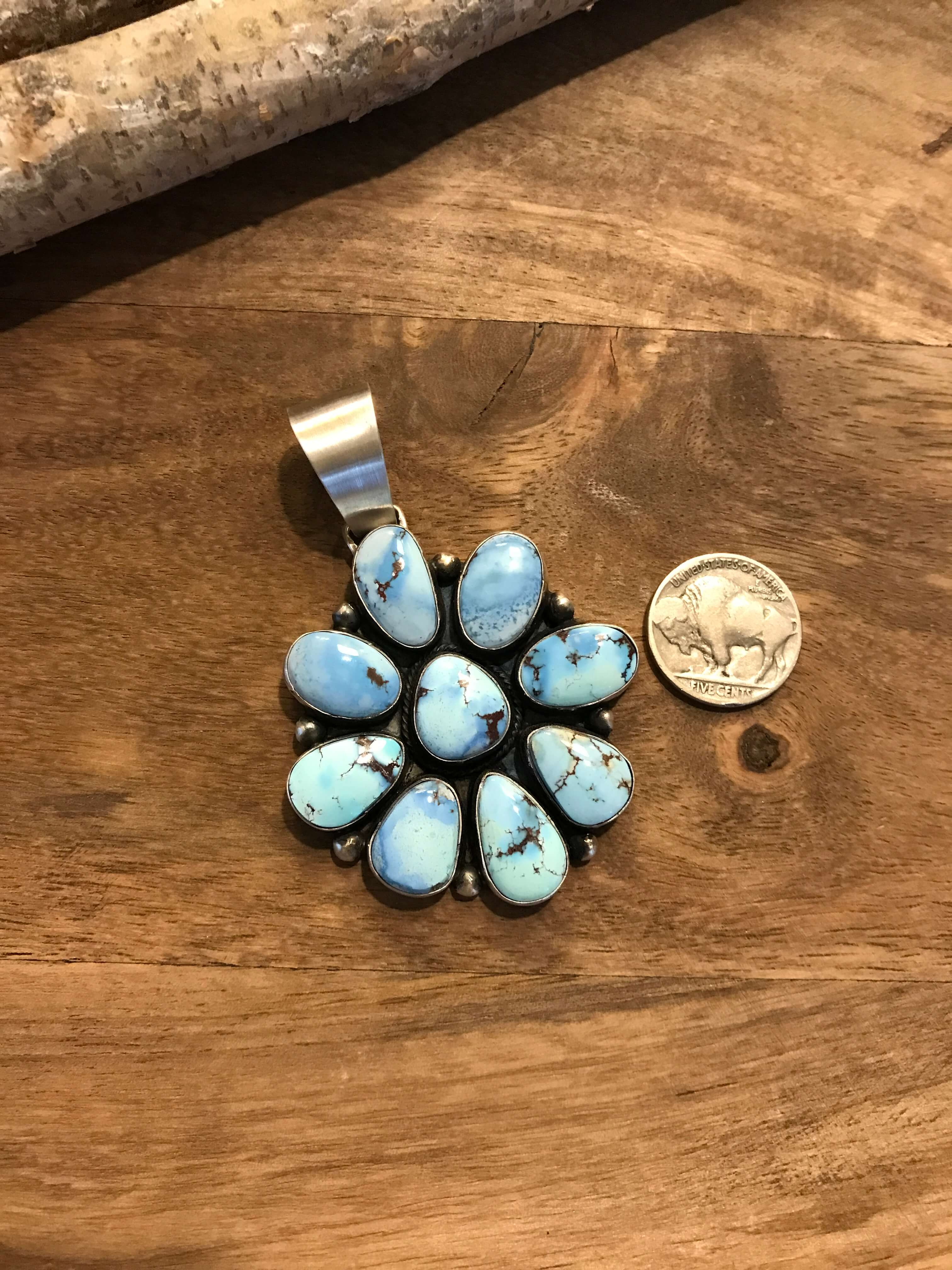 The Kinnaird Golden Hills Cluster Pendant-Pendants-Calli Co., Turquoise and Silver Jewelry, Native American Handmade, Zuni Tribe, Navajo Tribe, Brock Texas