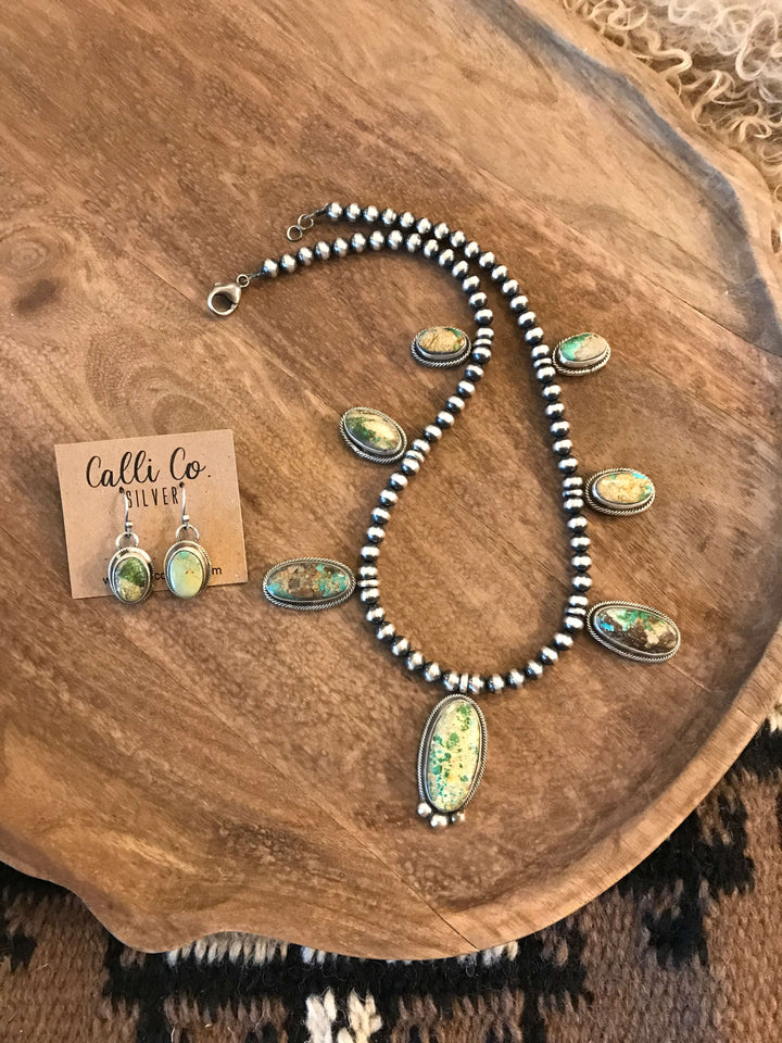 The Colca Turquoise Statement Necklace-Necklaces-Calli Co., Turquoise and Silver Jewelry, Native American Handmade, Zuni Tribe, Navajo Tribe, Brock Texas