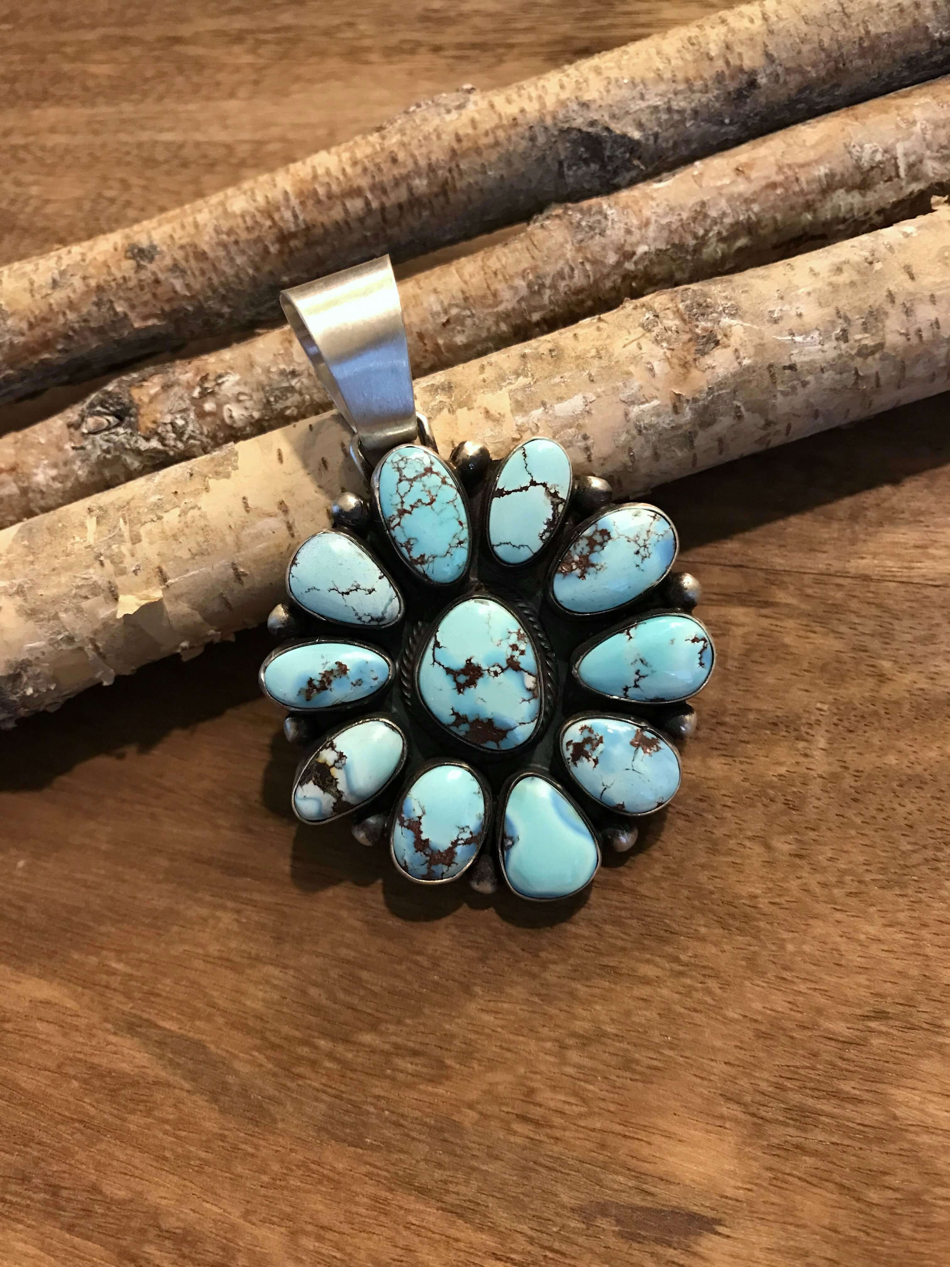 The Luray Golden Hills Cluster Pendant-Pendants-Calli Co., Turquoise and Silver Jewelry, Native American Handmade, Zuni Tribe, Navajo Tribe, Brock Texas