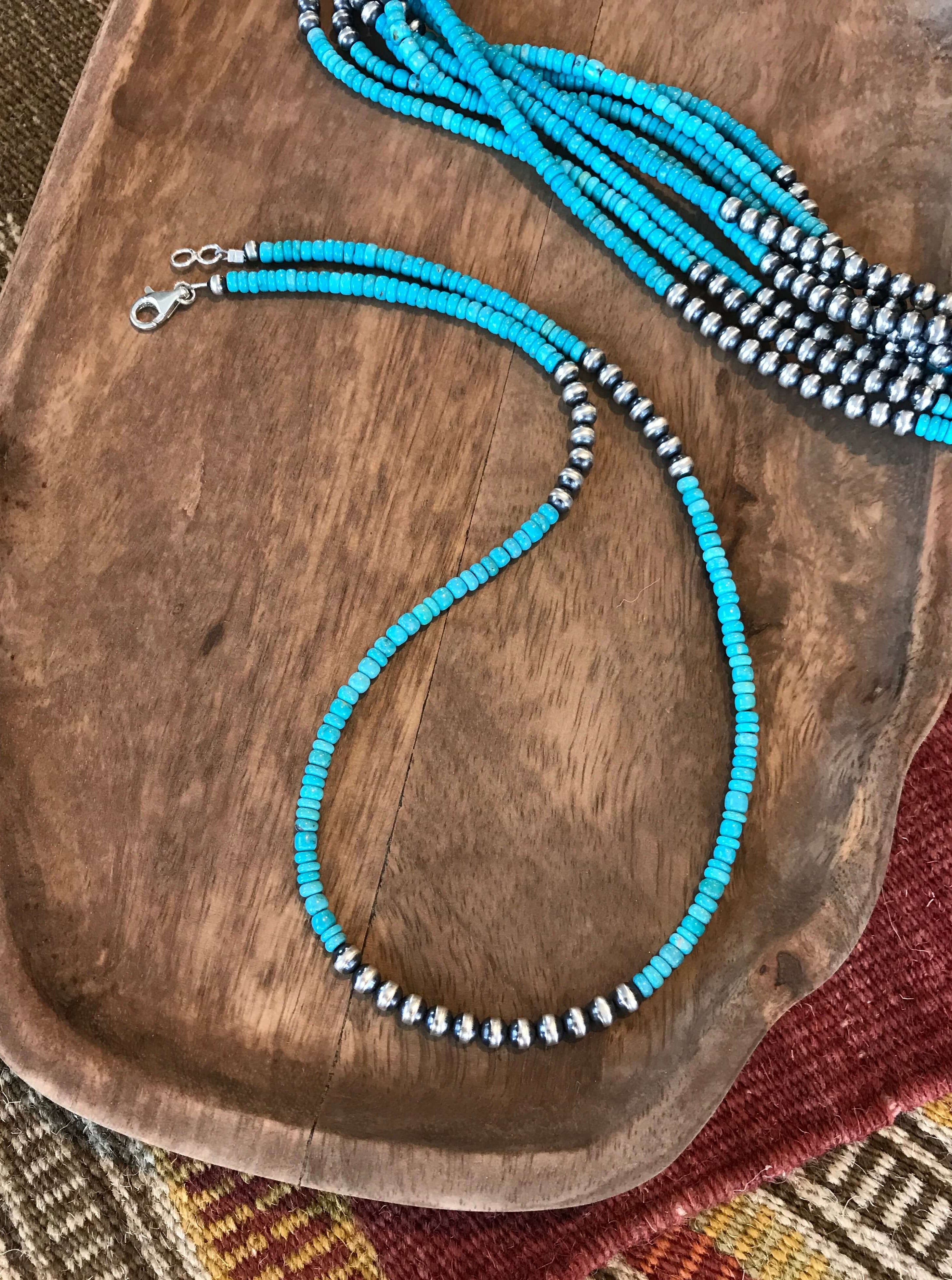 The Dryden Necklace, 20"-Necklaces-Calli Co., Turquoise and Silver Jewelry, Native American Handmade, Zuni Tribe, Navajo Tribe, Brock Texas