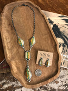 The Palo Pinto Lariat Necklace Set-Necklaces-Calli Co., Turquoise and Silver Jewelry, Native American Handmade, Zuni Tribe, Navajo Tribe, Brock Texas