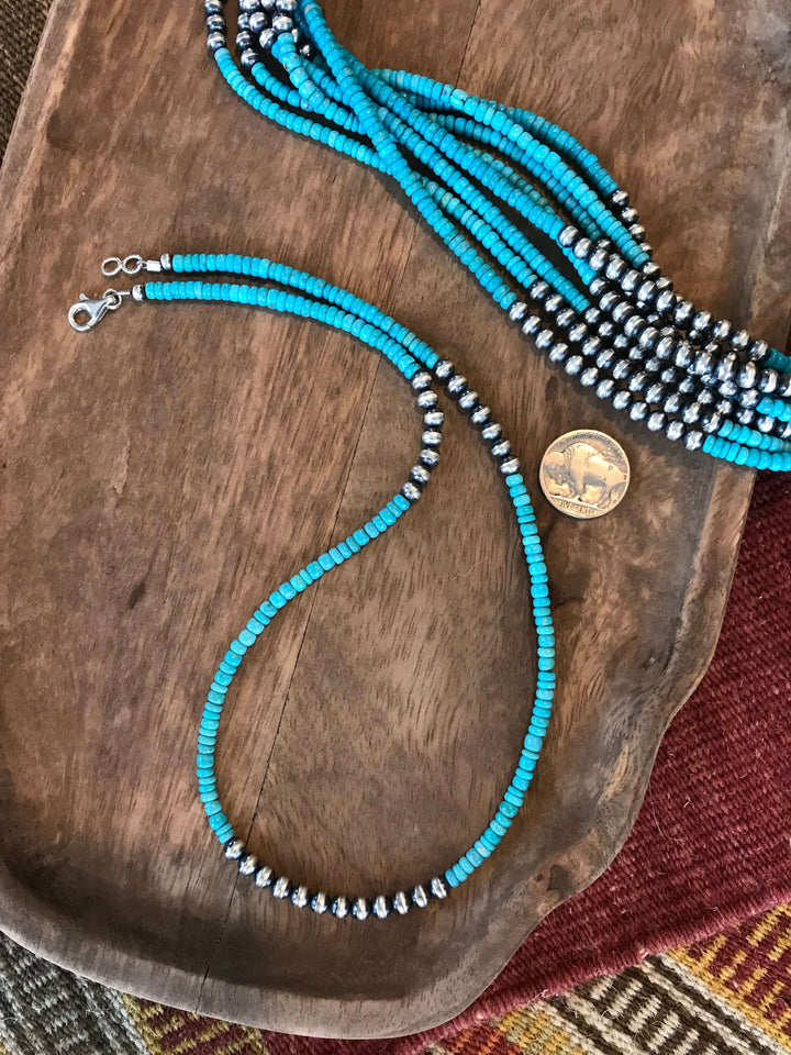 The Dryden Necklace, 20"-Necklaces-Calli Co., Turquoise and Silver Jewelry, Native American Handmade, Zuni Tribe, Navajo Tribe, Brock Texas