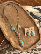 The Sabino Lariat Necklace Set-Necklaces-Calli Co., Turquoise and Silver Jewelry, Native American Handmade, Zuni Tribe, Navajo Tribe, Brock Texas