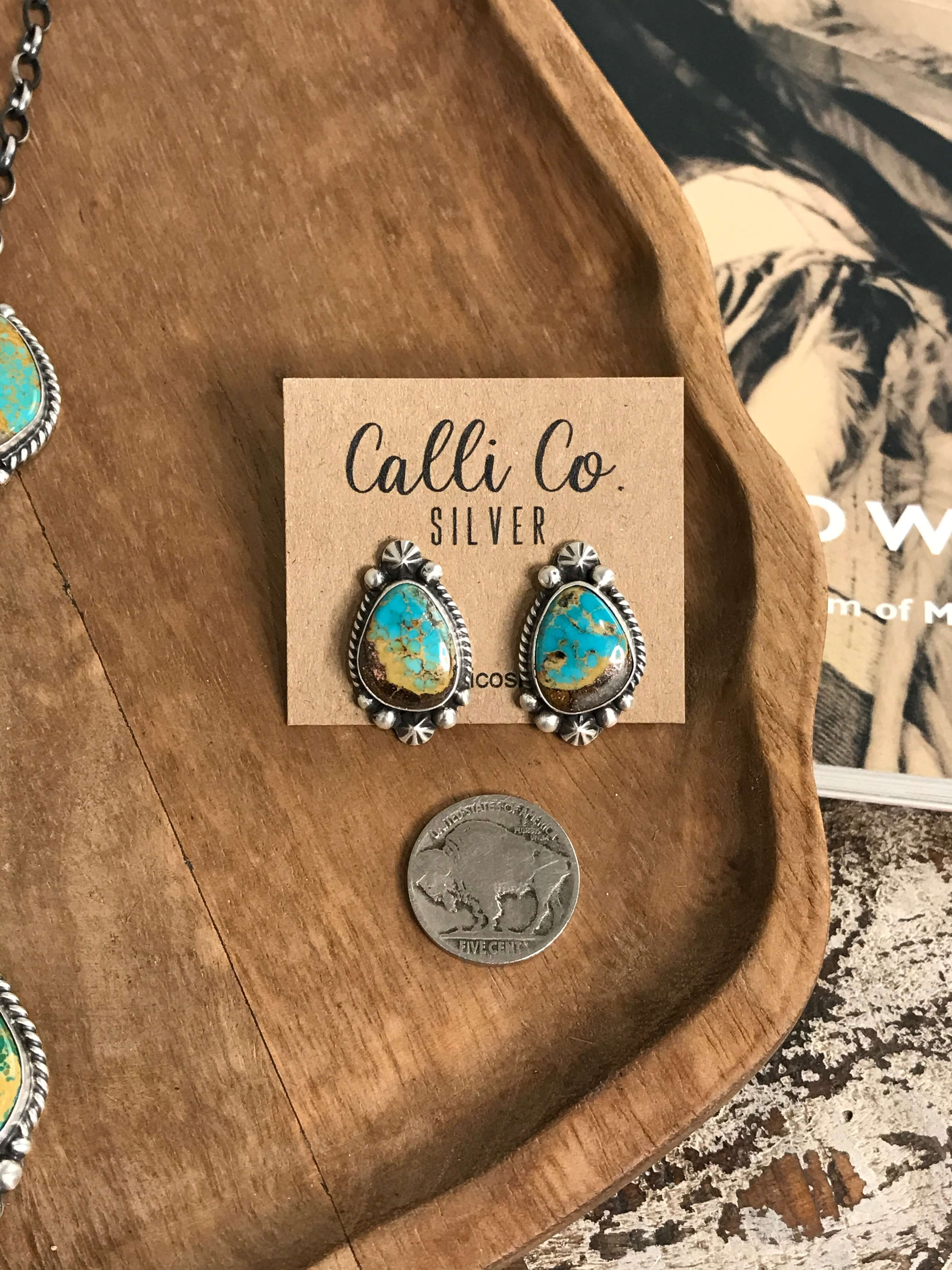 The Sabino Lariat Necklace Set-Necklaces-Calli Co., Turquoise and Silver Jewelry, Native American Handmade, Zuni Tribe, Navajo Tribe, Brock Texas