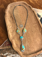 The Sabino Lariat Necklace Set-Necklaces-Calli Co., Turquoise and Silver Jewelry, Native American Handmade, Zuni Tribe, Navajo Tribe, Brock Texas
