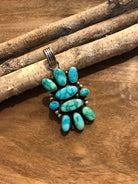 The Colona Turquoise Cluster Pendant-Pendants-Calli Co., Turquoise and Silver Jewelry, Native American Handmade, Zuni Tribe, Navajo Tribe, Brock Texas