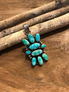 The Colona Turquoise Cluster Pendant-Pendants-Calli Co., Turquoise and Silver Jewelry, Native American Handmade, Zuni Tribe, Navajo Tribe, Brock Texas