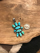 The Colona Turquoise Cluster Pendant-Pendants-Calli Co., Turquoise and Silver Jewelry, Native American Handmade, Zuni Tribe, Navajo Tribe, Brock Texas