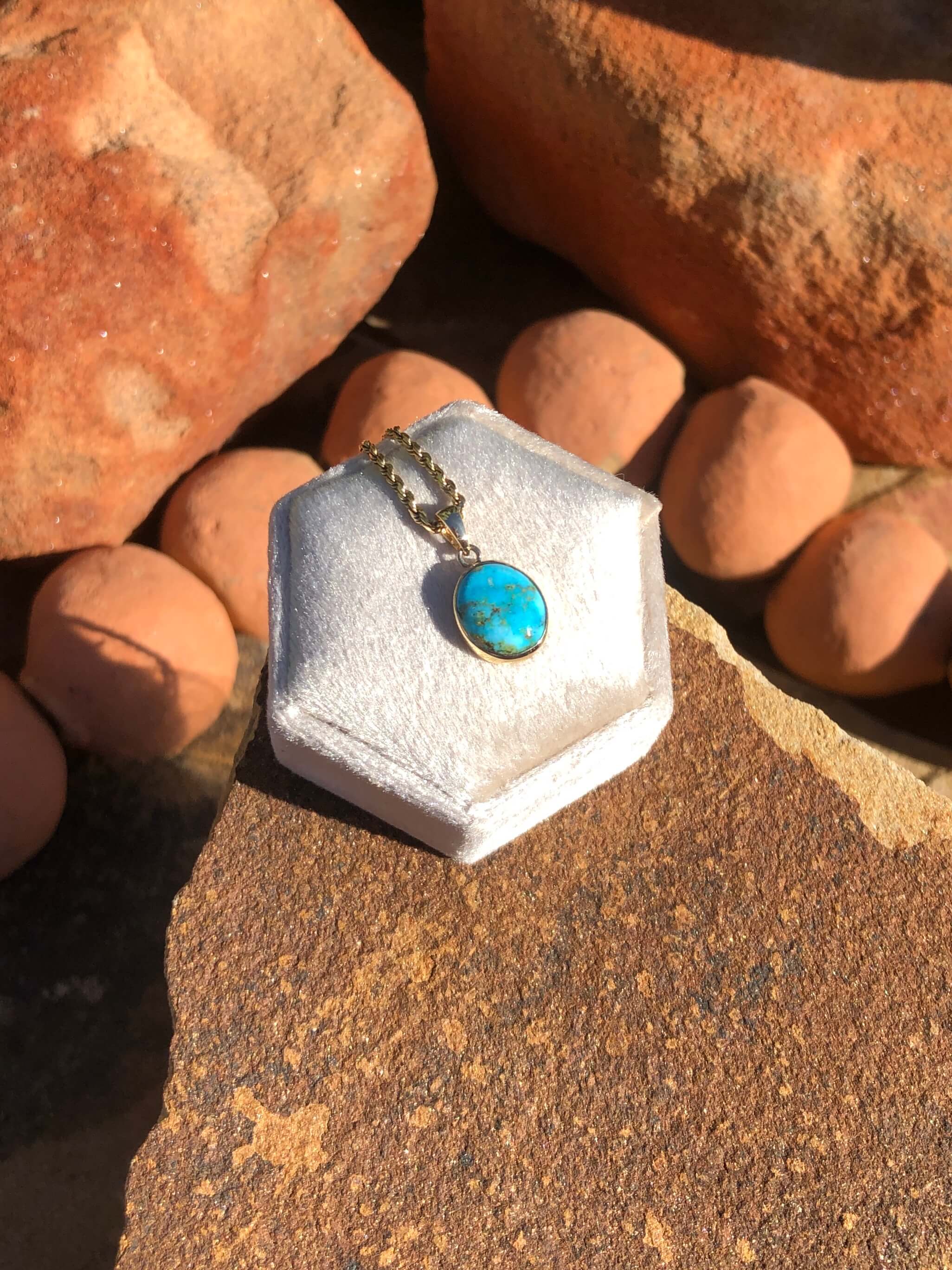 The Nordic 14k and Turquoise Pendant, 6-Pendants-Calli Co., Turquoise and Silver Jewelry, Native American Handmade, Zuni Tribe, Navajo Tribe, Brock Texas