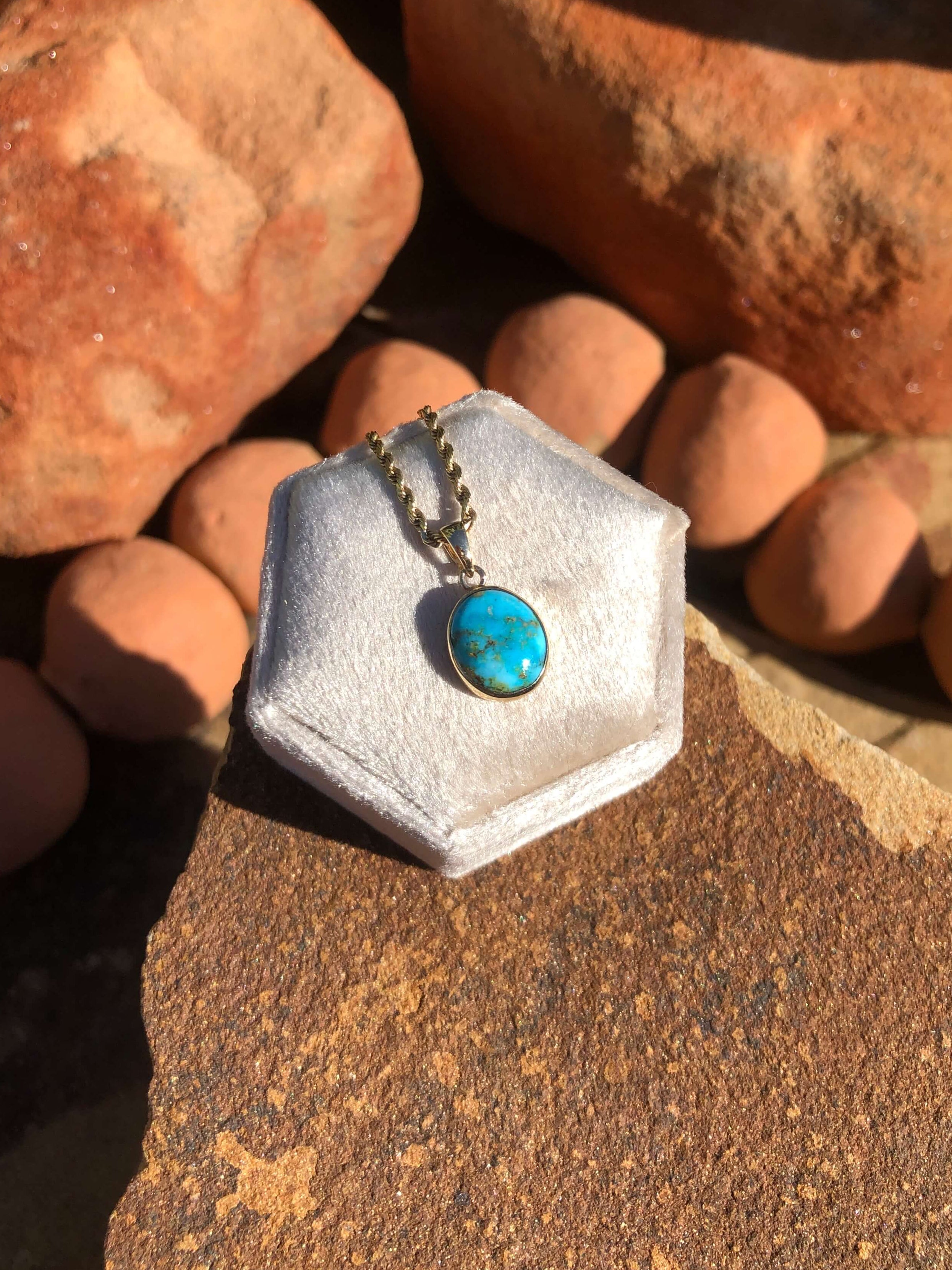 The Nordic 14k and Turquoise Pendant, 6-Pendants-Calli Co., Turquoise and Silver Jewelry, Native American Handmade, Zuni Tribe, Navajo Tribe, Brock Texas